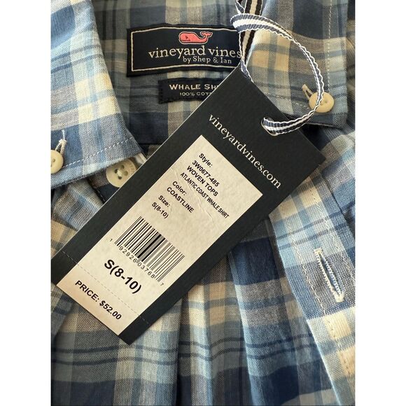 NWT Vineyard Vines 100% Cotton Boys Plaid Button Down Long Sleeve Small 8/10 - Picture 3 of 5